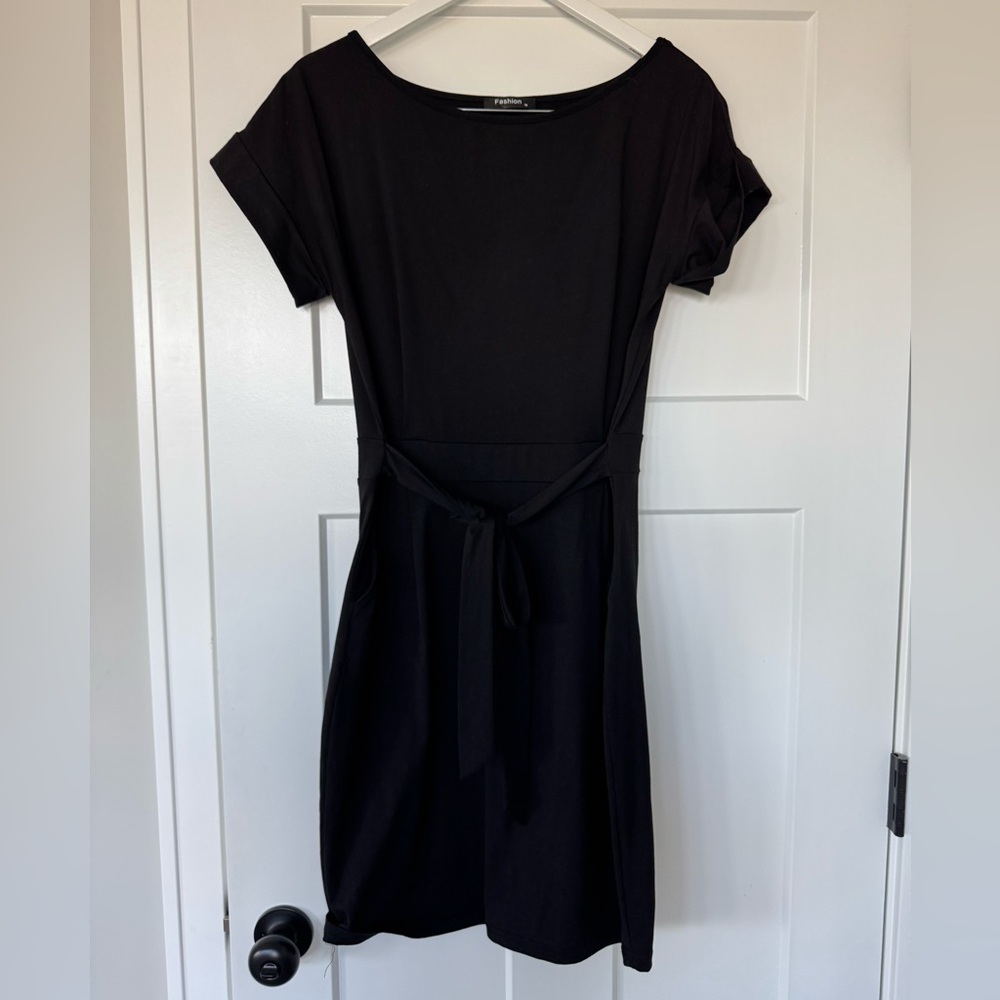 PRETTYGARDEN Black T Shirt Dresses, Tie Waist Dress